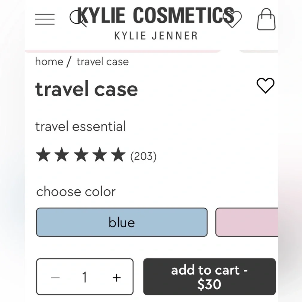 KYLIE COSMETICS Blue Cloud Cosmetic/Travel Bag
